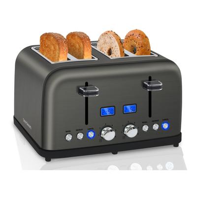 SEEDEEM Toaster 4 Slice, LCD Display, 6 Shade Settings Stainless Toaster