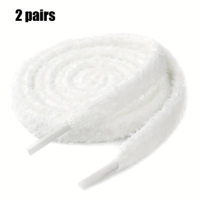 TEMU Fluffy Fleece Shoelaces 10mm Ribbon Style, Spandex Soft And Cozy - Fashion For Casual And Athletic Shoes 120cm/47.2in