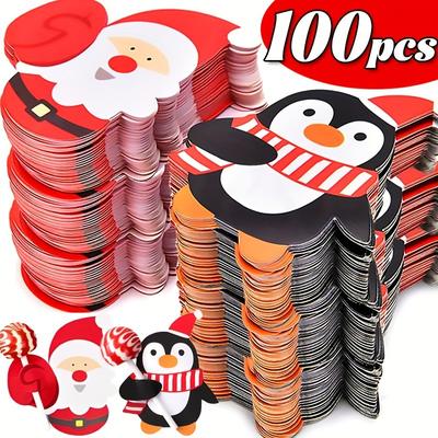 TEMU 100pcs Holder Cards - Festive Santa, Penguin & Snowman Designs For Holiday Party Favors And Gift Decorations