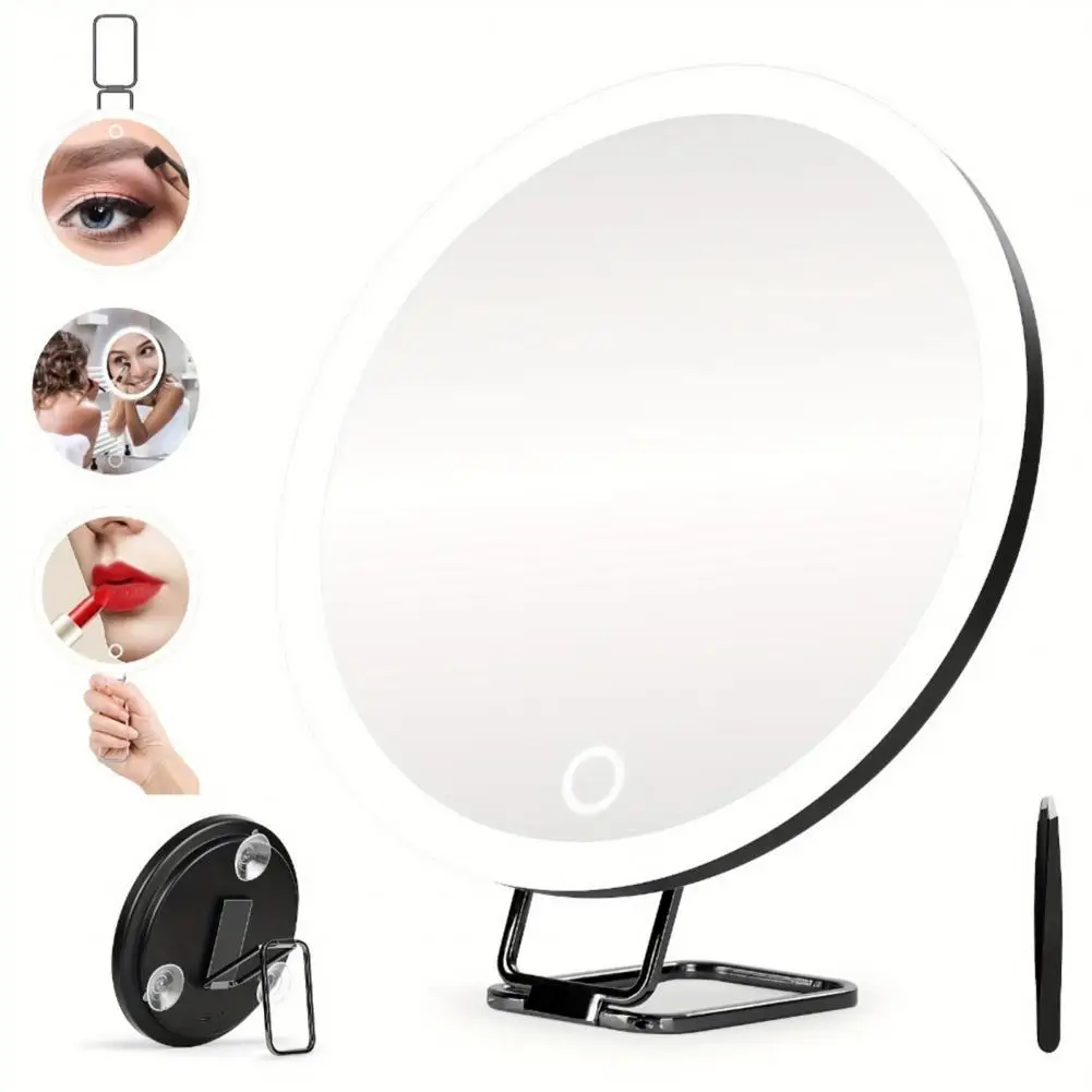 10/20/30-fache Vergrößerungsspiegel mit LED-Licht, Pinzette, 360-Grad-Dreh-Wandbehang, Desktop-vergrößerter Make-up-Kosmetikspiegel für Zuhause