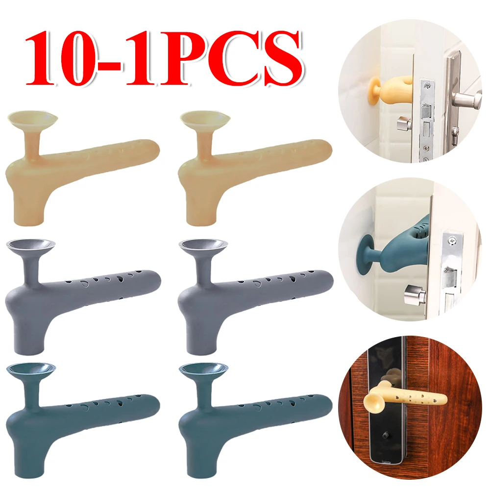 10-1 stücke Silikon Türgriff Schutzhülle Antik ollision Baby Sicherheit schützen geräuschlose Saugnapf Tür knauf Tür knauf Abdeckung Image