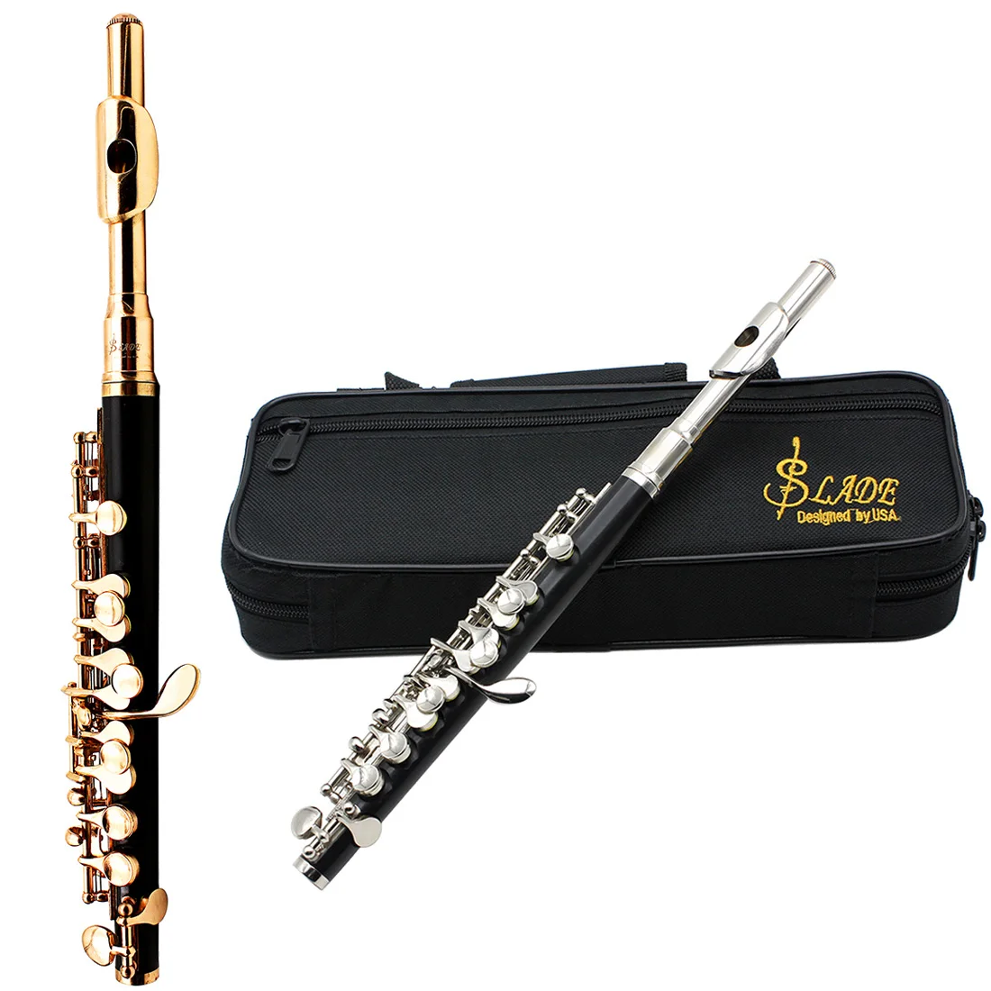 SLADE 16-Loch C-Ton Piccolo Golden Silver E Key Cupronickel Body Piccolo Professionelles Piccolo Holzblasinstrument Image