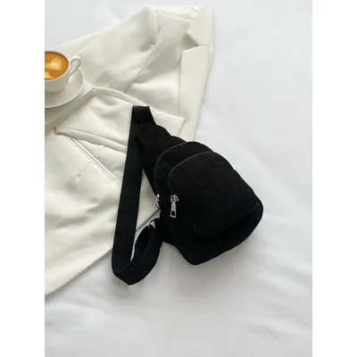 Chest bag corduroy men's chest bag casual lightweight waist bag Korean style versatile pure color crossbody small bag simple corduroy shoulder crossbody bag