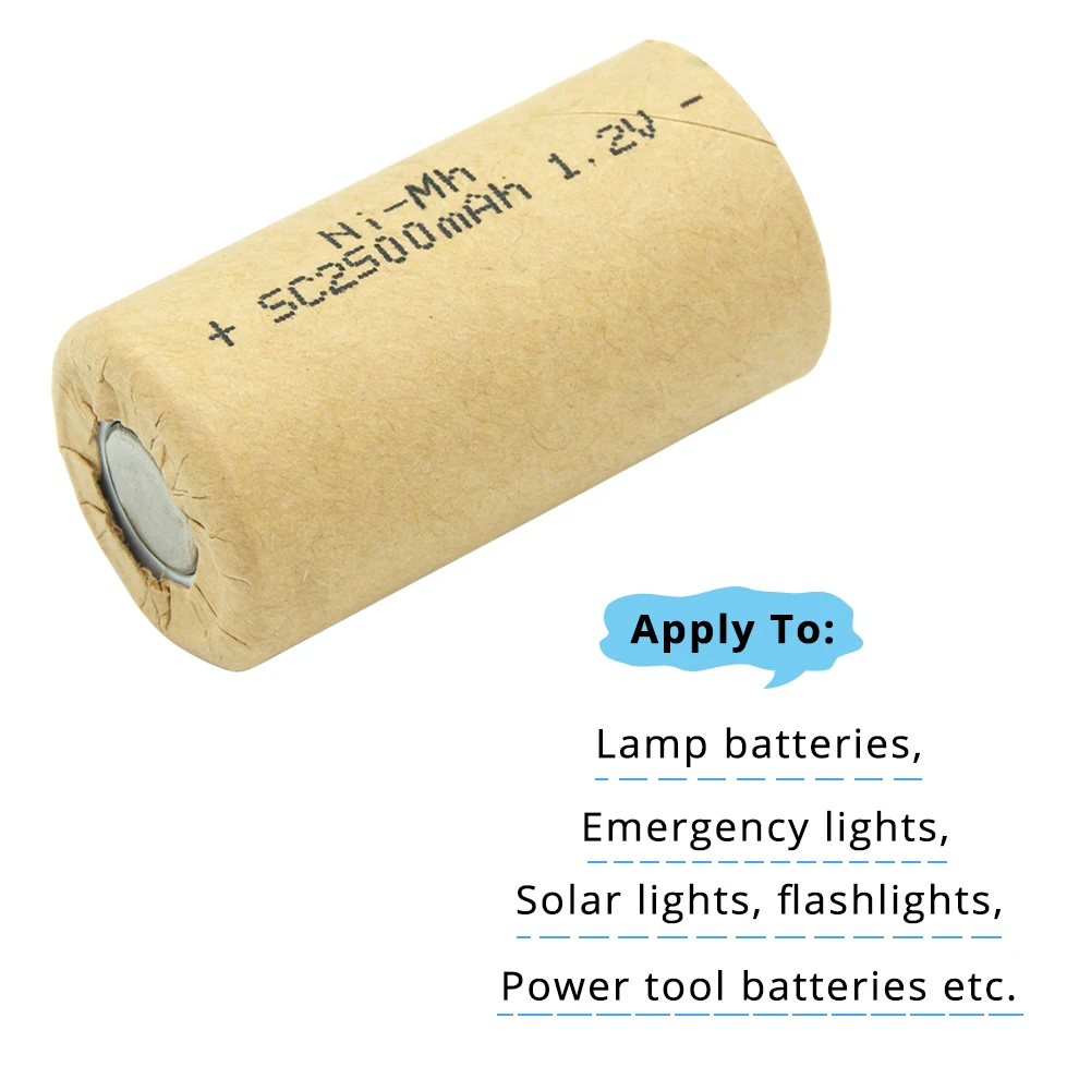 NIMH Ni-Mh SC Sub C 1,2 V 2500mah Nachladbare Werkzeug Batterie Zelle Entladung Rate 10C-15C für Bohrer Batterien Image