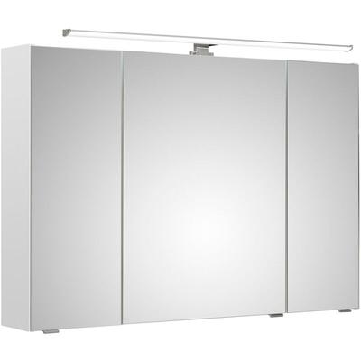 Lomadox - Spiegelschrank 105 cm inkl. LED-Aufsatzleuchte QUEBEC-66 in weiß Glanz, b/h/t: ca. Image