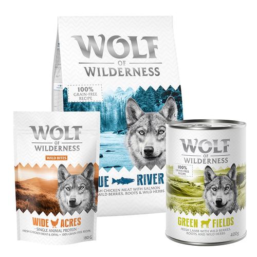 Kombi-Special: Wolf of Wilderness: Trocken-, Nassfutter, Snacks - Lieblings-Set