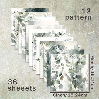 TEMU 36 Sheets 6 Inch Light Green Floral Background Paper For Bullet Journal, Magazine Greeting Cards, Photo Albums & Crafts
