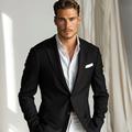 blazer da uomo sport all'aria aperta e casual tasca quotidiano primavera e autunno poliestere tinta unita bottone tasca termico caldo protezione solare blazer doppiopetto nero