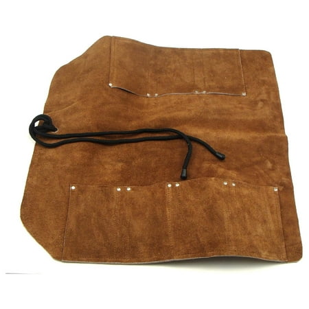 7-Pocket Suede Leather Tool Roll Up Bag - Leather Tool Organizer for Wood Carving Tools - Chisel Roll Bag for Medium to Large Sized Woodworking Tools - Knife Roll Bag for Kitchen Knives and Utensils
