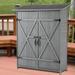 56 L X 19.5 W X 64 H Outdoor Storage Shed With Lockable Door Wooden Tool Storage Shed W Detachable Shelves Pitch Roof Gray Aqua Grey Solid Wood