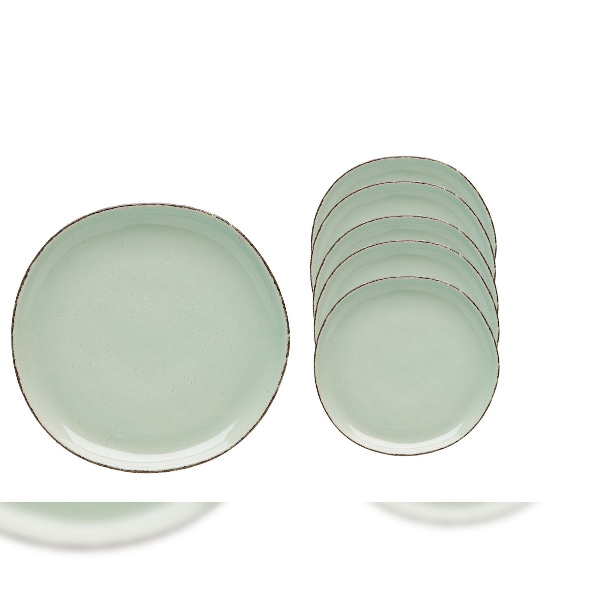 Van Well | URBAN Dessertteller 20 cm grün 6er Set - Steinzeug für Frühstück, Dessertteller Rund, Kuchenteller Image