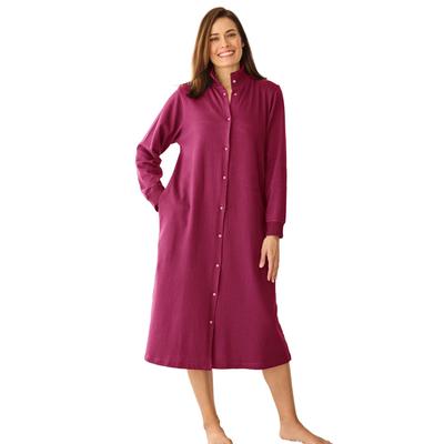 Plus Size Women's Only Necessities® Fleece Snap-Front Robe by Only Necessities in Pomegranate (Size 1X)