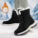 Men Hiking Boots Men s Boots Black Winter Snow Boots Warm Winter Fashionable Thick Comfortable Solid Color New Style Lace Up Boot 45