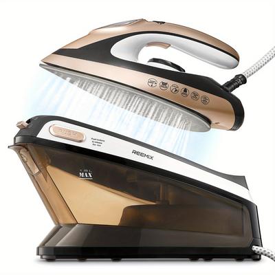 TEMU Reemix Iron, Reemix 5.5 Bar Pressure, 1.5l Water Tank, Ceramic Soleplate, Anti-limescale Function, Vertical Steaming, 3 Variable Temperature, Cord Storage, 2400w