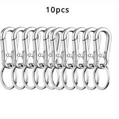 TEMU 10pcs Stainless Steel Gourd-shaped Carabiner Keychains - Strong, Floating Metal Climbing Hooks For Outdoor Enthusiasts