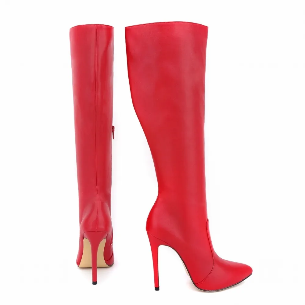 LOSLANDIFEN 2026 Winter Overknee Damenstiefel aus Leder Sexy High Heels Slip-On Schuhe Spitze Zehe Damen Langgrößen 35-42