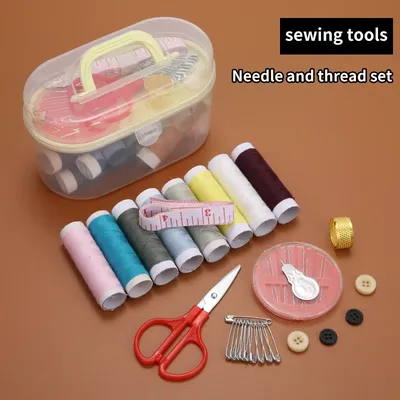1 Set Household Sewing Kit For Craft Knitting Needles Tools Needles Sewing Thread Pins Thimble for DIY Apparel