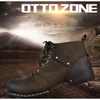 OTTO ZONE Handgemachte Echte Kuh Leder herren Schuhe Stiefel Lace-Up Ankle Stiefel männer Schuhe mit Fell größe Winter Stiefel Winter Boot