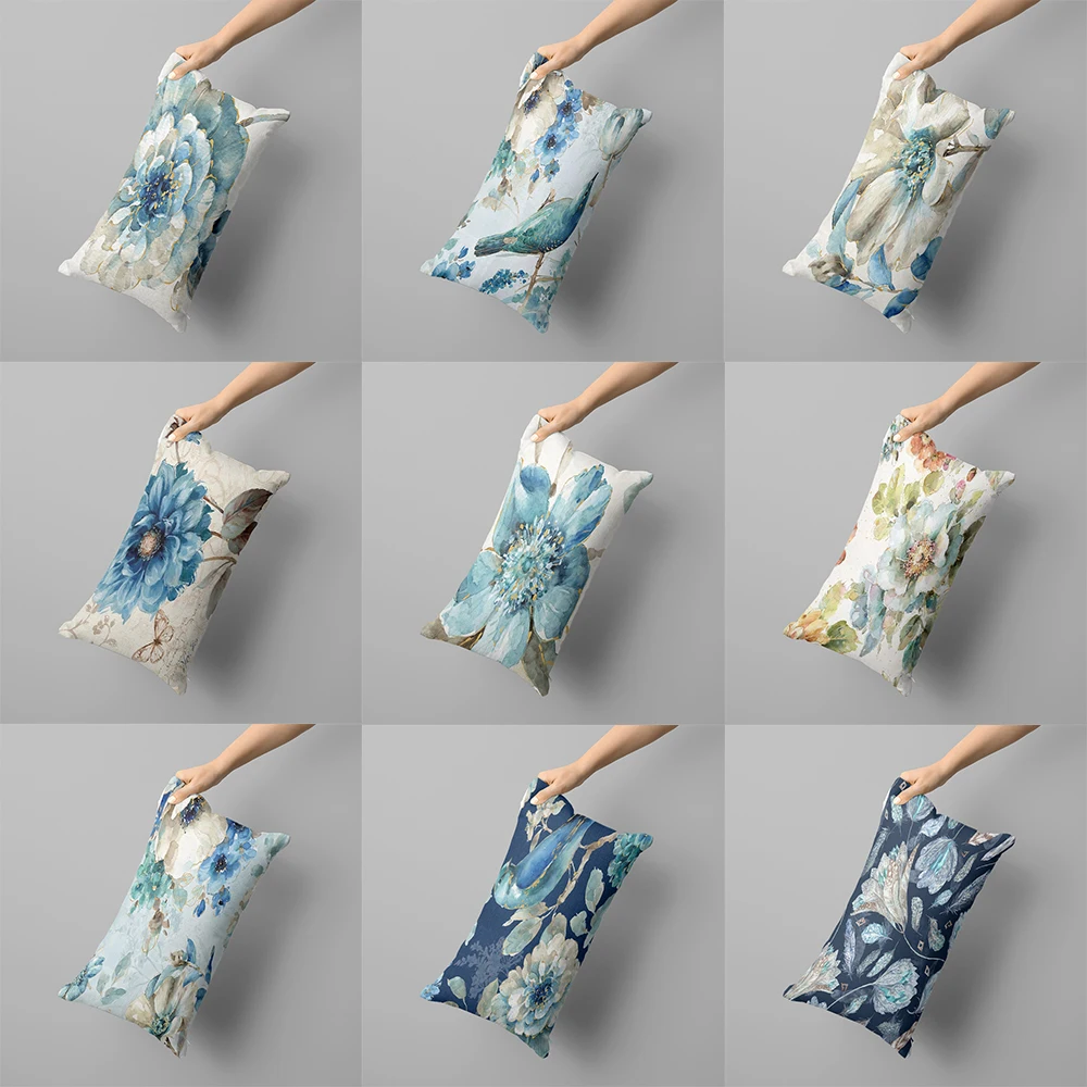 Niedlicher Blumen-Kissenbezug, langer Kissenbezug, Heimdekoration, abnehmbar und waschbar, mehrere Größen 30 x 50, 40 x 60, 50 x 70 cm Image