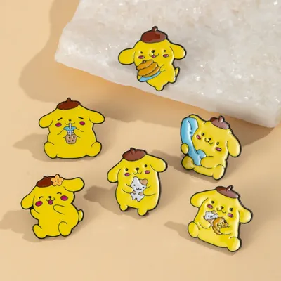 Anime HelloKittyEnamel Pin Cartoon Figure Pompompurin Metal Badge Brooch Jacket Jeans Lapel Pin