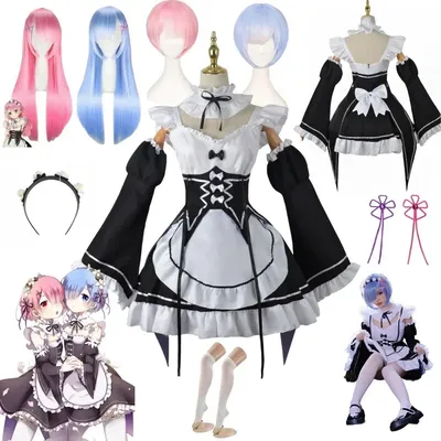 Anime Ram Rem Lolita Meid Cosplay Re Leven In Een Andere Wereld dan Nul Kostuums Vrouwen Loli Jurk
