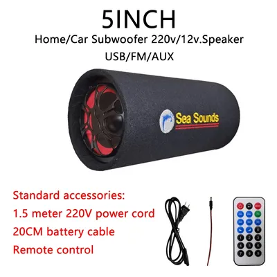 5 Zoll Auto Subwoofer Lautsprecher 12V/220V Eingang tragbare Auto Audio Stereo mit Fernbedienung für Image