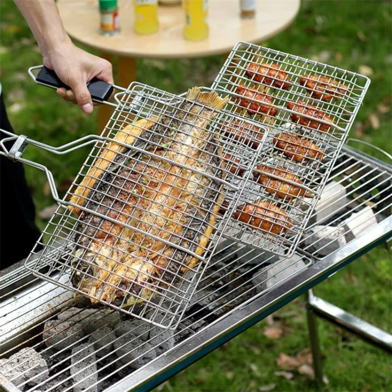 Faltbarer Grillkorb Kamado Grillzubehör Tragbare Hundeschlinge Wasserpistole Edelstahl Abnehmbarer Griff Steakgrill Grill Image