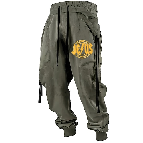 Herren Jesus Vertrauen Jogginghose Trainingshose Jogginghose Jogger Hosen Hose Mittlere Taillenlinie Elastischer Kordelzug in der Taille Vintage Brautkleider schlicht Outdoor Strasse Alltagskleidung Image