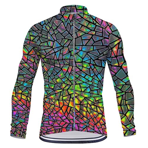 Herren Radtrikot Farbblock Langarm Fahhrad T-Shirt Oberteil mit 3 Gesäßtaschen Mountainbike MTB Straßenradsport Schnelltrocknend Frontreißverschluss Feuchtigkeitsableitend Sport Gelb Blau Purpur Image
