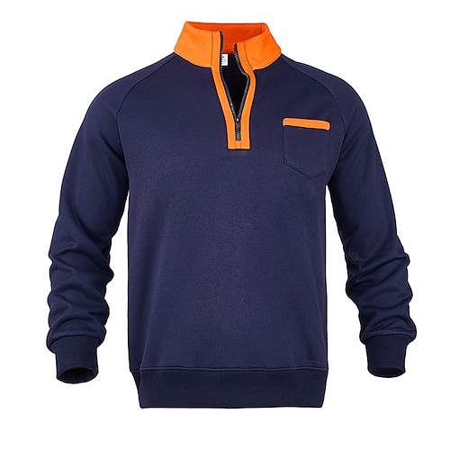 Herren Sweatshirt Viertelreißverschluss Sweatshirt Schwarz Marineblau Fuchsie Hellgrau Dunkelgray Halber Reißverschluss Farbblock Patchwork Sport Outdoor Täglich Ferien Polyester Streetwear Basic Image