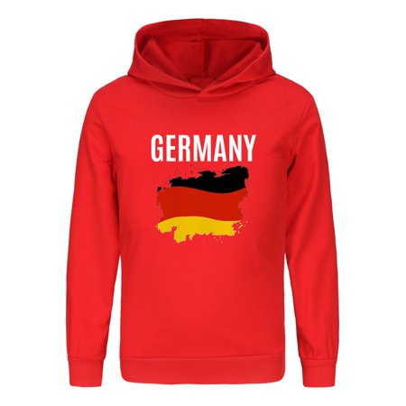 Otqutp Baby Round Neck Tops German English Printing Boys and Girls with Long Sleeves Hoodies Youth Fashion Hooded Sweatshirt (Red 5-6 Years)
