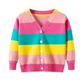 XFYSSS Fasion Children s Cotton Sweater New Fashion Rainbow Striped Button Cardigan Knitted Jacket Top Casual Sweater Coat