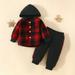 YYYTop Baby Winter Warm Crewneck Sweatshirt & Pants Sets Baby Two Piece Sweatshirt Tops & Pant Set Infant Girls Strip Cotton Open Button Top with Plaid Skirt Knot Hairband Three Piece Set Fall Tops