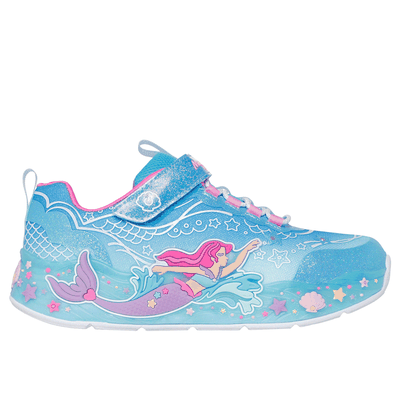 Skechers Girl's S-Lights: Mermaid Dreams Sneaker | Size 3.0 | Blue | Textile/Synthetic