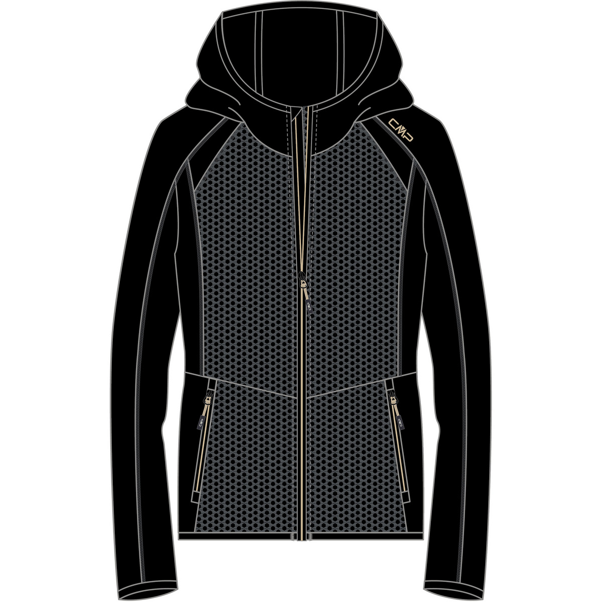 CMP Damen Hoodie Jacke (Größe XL, schwarz)