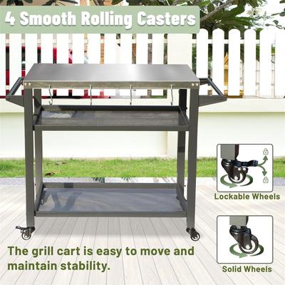 3-Shelf Outdoor Grill Table