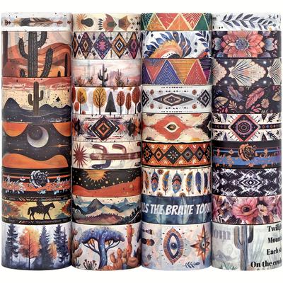 TEMU Ieebee 34 Rolls Washi Tape Set, Western Cowboy And Desert Theme, Decorative Paper Tape For Diy Crafts, Scrapbooking, Journals, Planners And Gift Wrapping