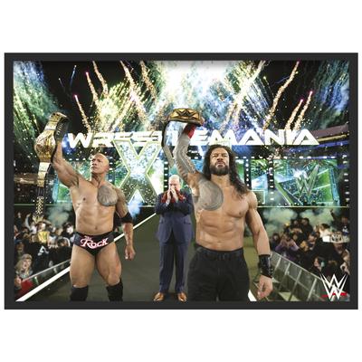 WWE The Rock und Roman Reigns WrestleMania-Gewinnposter – gerahmt A3 Image
