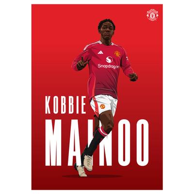 Manchester United Kobbie Mainoo 24-25 Illustrationsdruck – Ungerahmt A2 Image