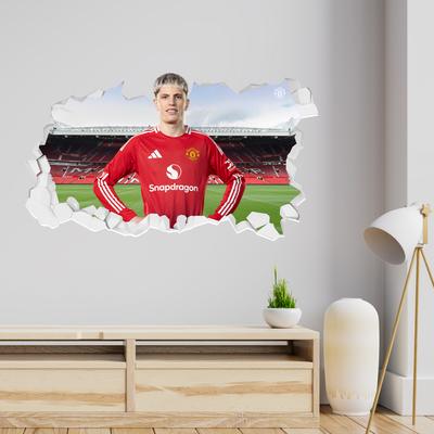 Manchester United Alejandro Garnacho 24-25 Wandaufkleber „gebrochen“ – 90 cm Breite x 50 cm Höhe Image