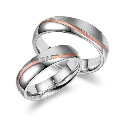 Trauring MARRYA "Edelstahl Ringe Trauringe Eheringe Partnerringe" Gr. 56, rosa (damen ring, silber, rosé), Fingerringe, 