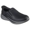 Slip-On Sneaker SKECHERS "SLADE-", Herren, Gr. 48,5, schwarz, Leder, Textil, casual, Schuhe, Slipper, Freizeitschuh, Halbschuh mit Goga Mat Funktion