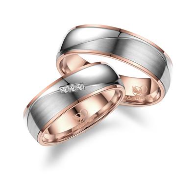 Verlobungsring MARRYA "Titan Ringe Trauringe Eheringe Partnerringe" Gr. 52, rosa (herren ring, silber, rosé), Fingerring