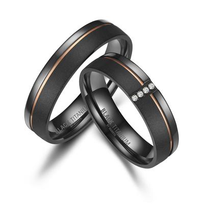 Verlobungsring MARRYA "BLACK TITANIUM by MARRYA" Gr. 48, schwarz (herren ring, schwarz, gold), Fingerringe, Damen, 48, T