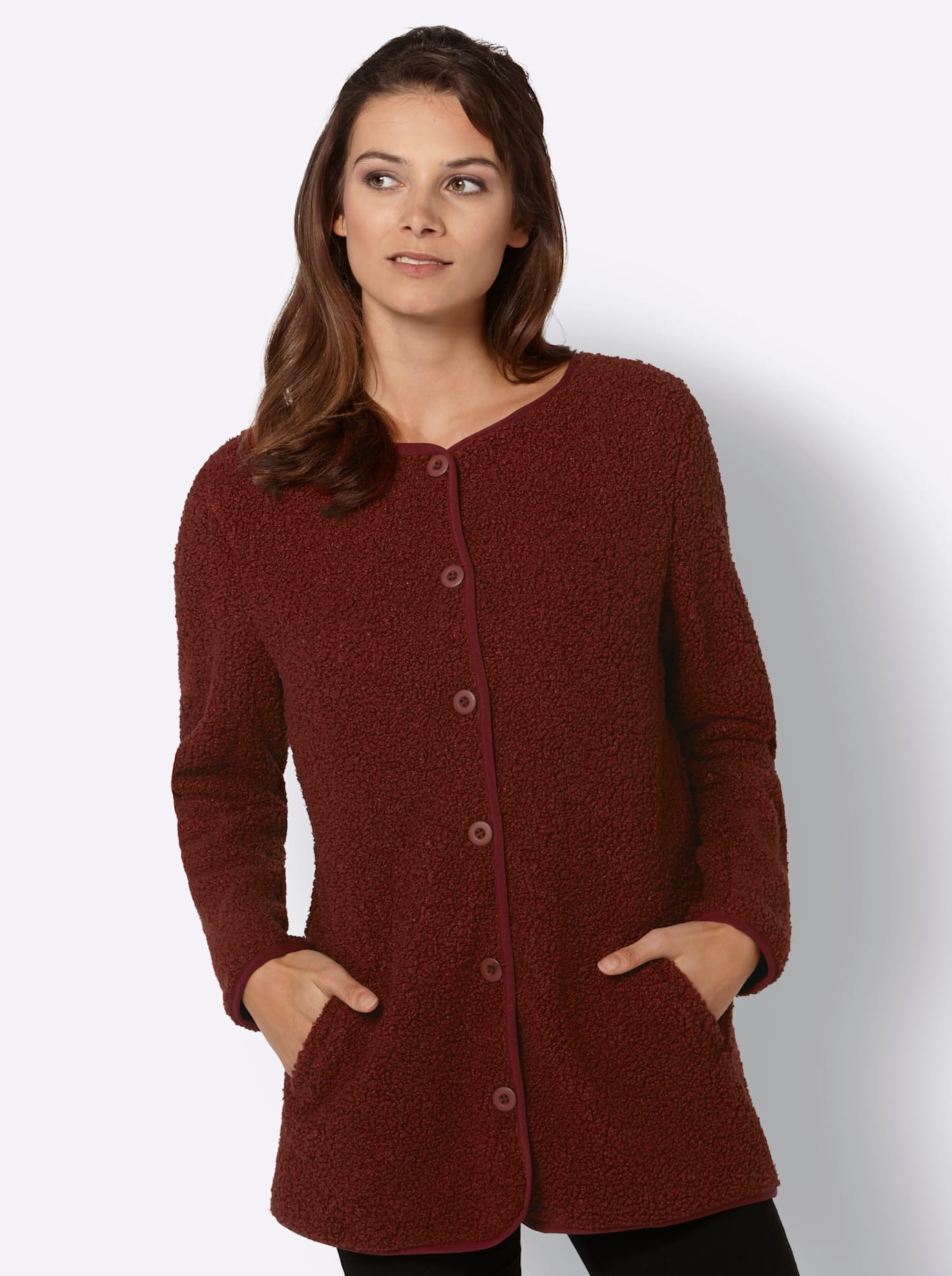 Fleecejacke AMBRIA, Damen, Gr. 40, rot (rotbraun), 100% Polyester, unifarben, Jacken Image