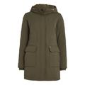 Wintermantel TOMMY JEANS "TJW TECHNICAL DOWN PARKA", Damen, Gr. L (40), grün (fatigue grün), Web, Obermaterial: 100% Polyamid. Futter: 100% Polyester, unifarben, casual, normal hüftbedeckend, Langarm Rippbündchen, Mäntel, mit Logostickerei