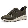 Keilsneaker TAMARIS, Damen, Gr. 37, grün (oliv kombiniert), Lederimitat, sportlich, Schuhe, Freizeitschuh, Halbschuh, Schnürschuh mit Außenreißverschluss