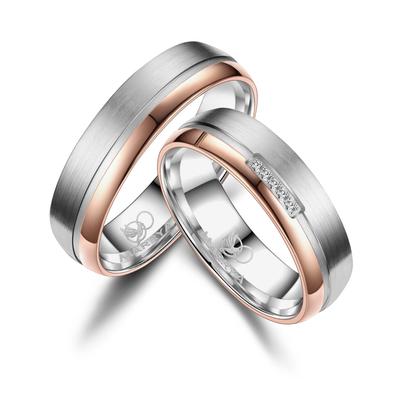 Verlobungsring MARRYA "Titan Ringe Trauringe Eheringe Partnerringe" Gr. 66, rosa (damen ring, silber, rosé gold), Finger