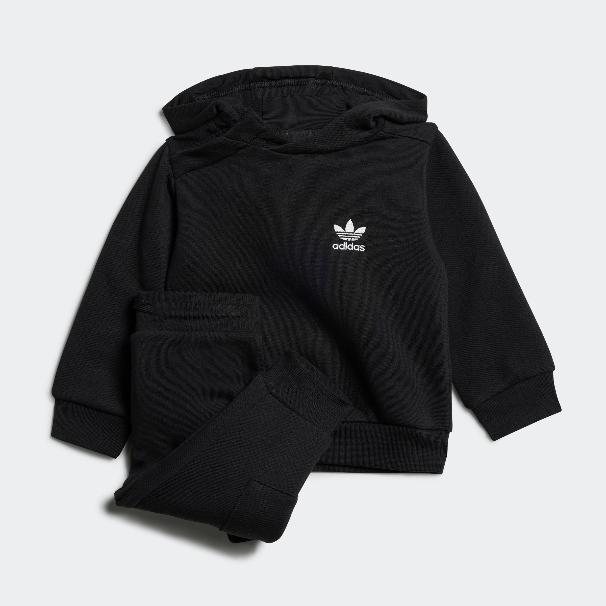 Trainingsanzug ADIDAS ORIGINALS "HOODIE SET", Kinder, Gr. 98, schwarz, Obermaterial: 70% Baumwolle, 30% Polyester, sportlich, Sportanzüge Image