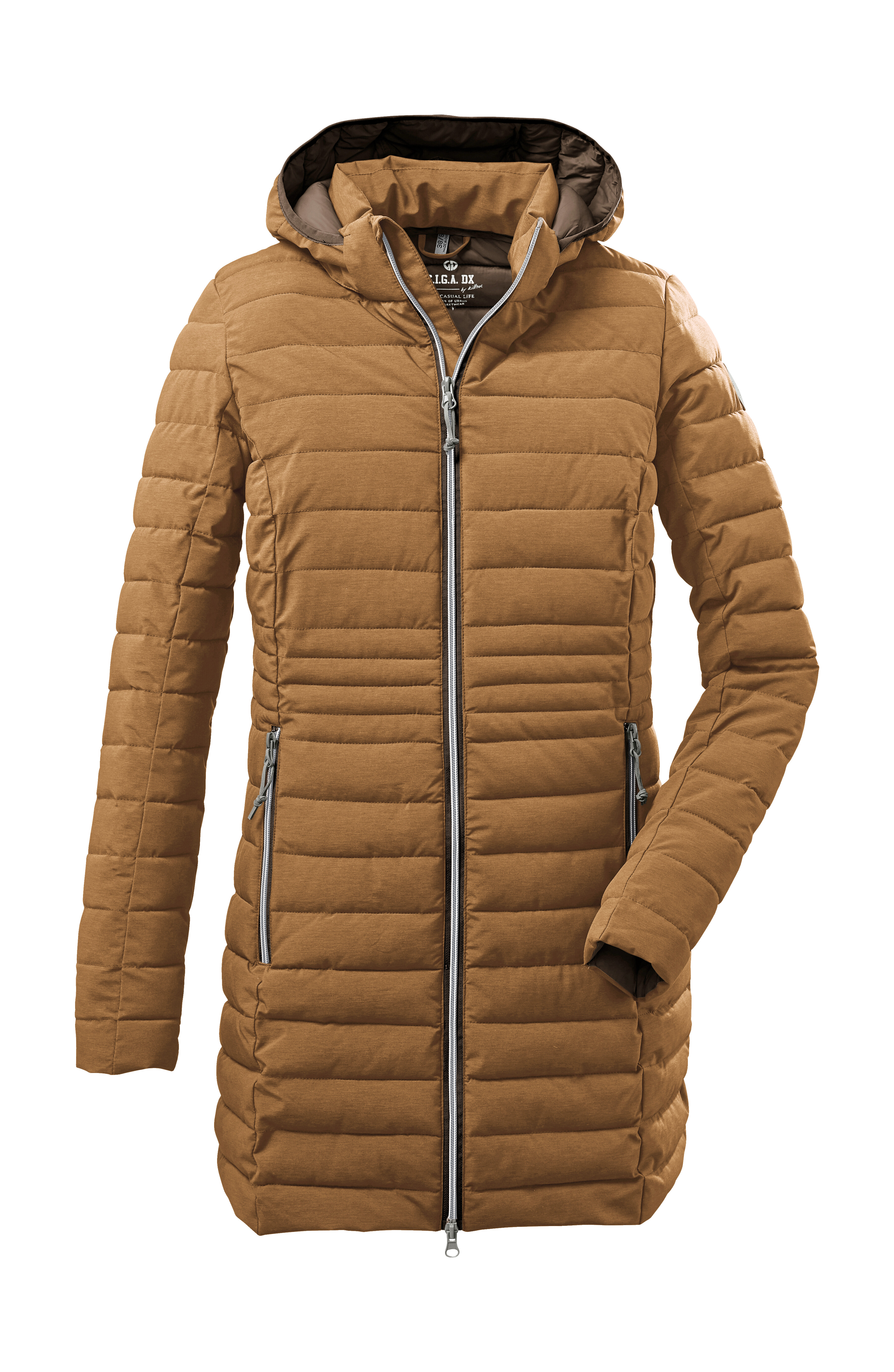 Parka "Bacarya", Damen, Gr. 40, braun (hellbraun), Oberstoff: 100% Polyester, Futter: 100% Polyamid, Wattierung: 100% Polyester, G.I.G.A. DX BY KILLTEC, Jacken, Schmaler, wasserabweisender Damenparka mit abnehmbarer Kapuze Image